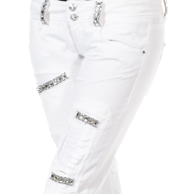 Lange broek met slank gesneden zomen 10DBF0125 vrouw