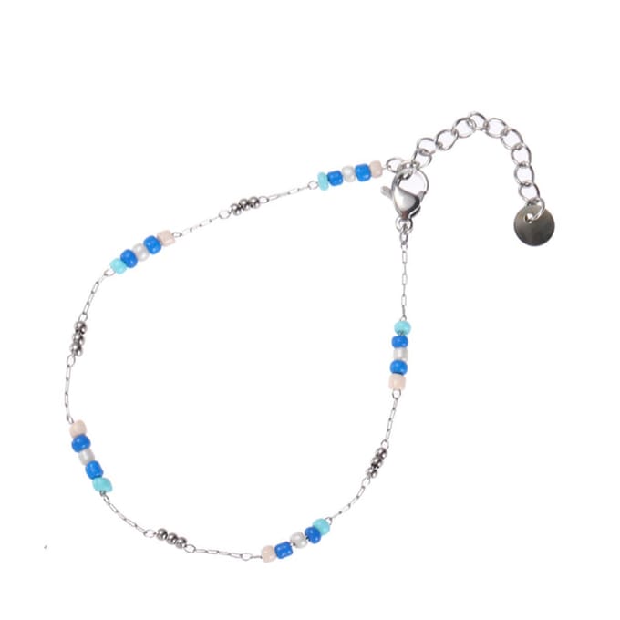 Go Dutch Label Armband Blauw groene kraal Silver B2234-1