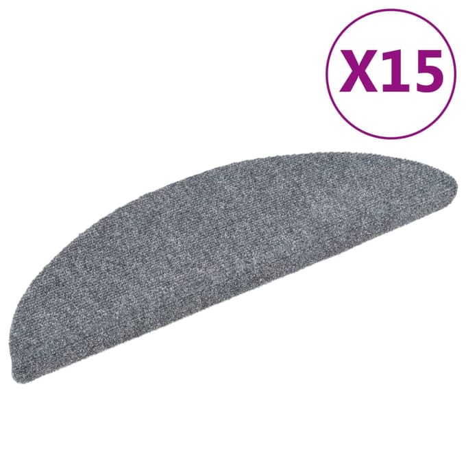 vidaXL - Trapmatten - Zelfklevend - 15 - stuks - 56x17x3 - cm - Lichtgrijs - Halfrond