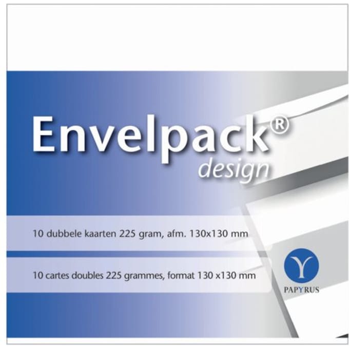Dubbele kaart Papyrus Envelpack Design vierkant 130x130mm wit 894466 set van 10