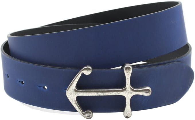 Dames riem blauw - Basic leren riem 4cm Anker gesp - Leer - Basic riem - Casual - Maat 100