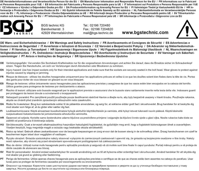 BGS Kracht Dopsleuteldop zeskant, diep - 1 - 75 mm