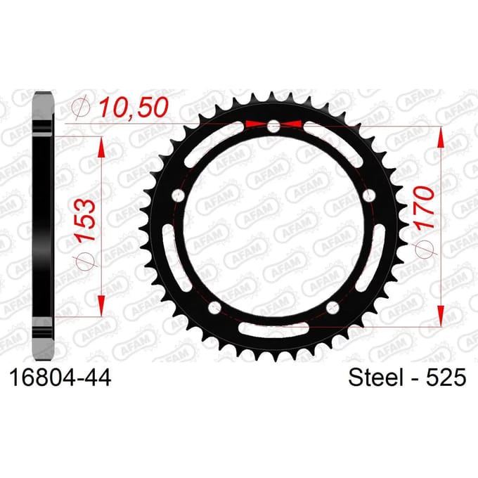 Stalen tandwiel Afam 525 44 dents