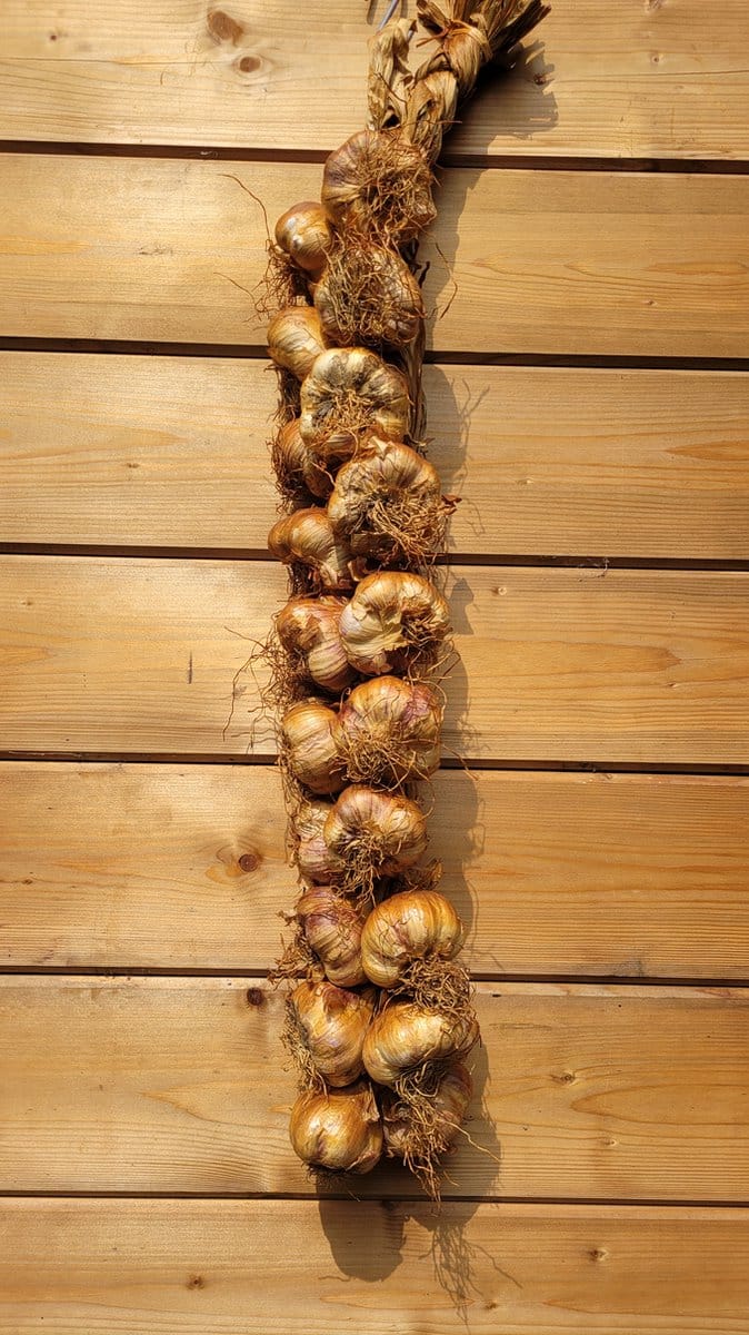 Gerookte knoflook streng - Gerookte look - 20 bollen - uit Frankrijk!
