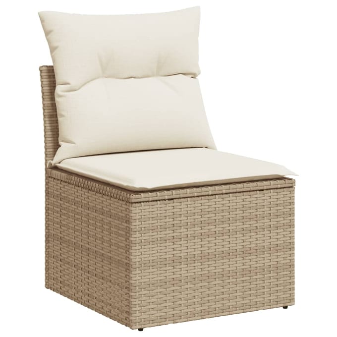 vidaXL - 11-delige - Tuinset - met - kussens - poly - rattan - beige