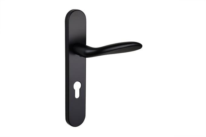 Lavuzo deurkruk Benevento Zwart met afgerond schild PC72 | Per set | Deurklink met schild