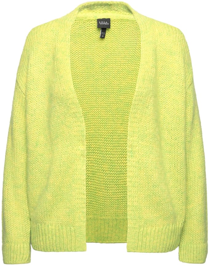 Ulla Popken - Dames - Vest kort oversized open model met wol - Lichtgroen - Maat 54+