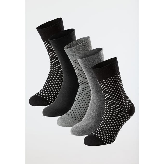 Schiesser Herensokken 5 Pack - Bluebird Heren Sokken - zwart, grijs