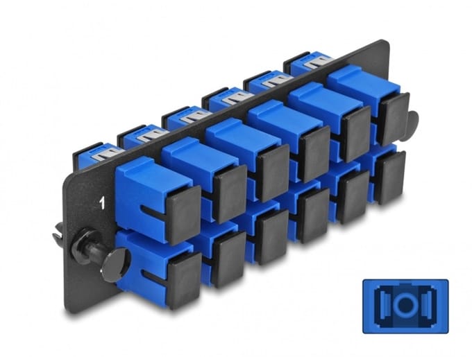 Delock Fiber Optic Adapter Panel SC Simplex UPC 12 Port blue