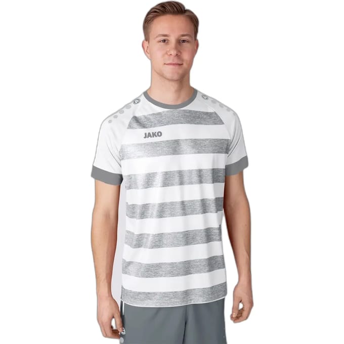 Jako Celtic Melange Shirt Korte Mouw Heren - Steengrijs / Wit | Maat: M