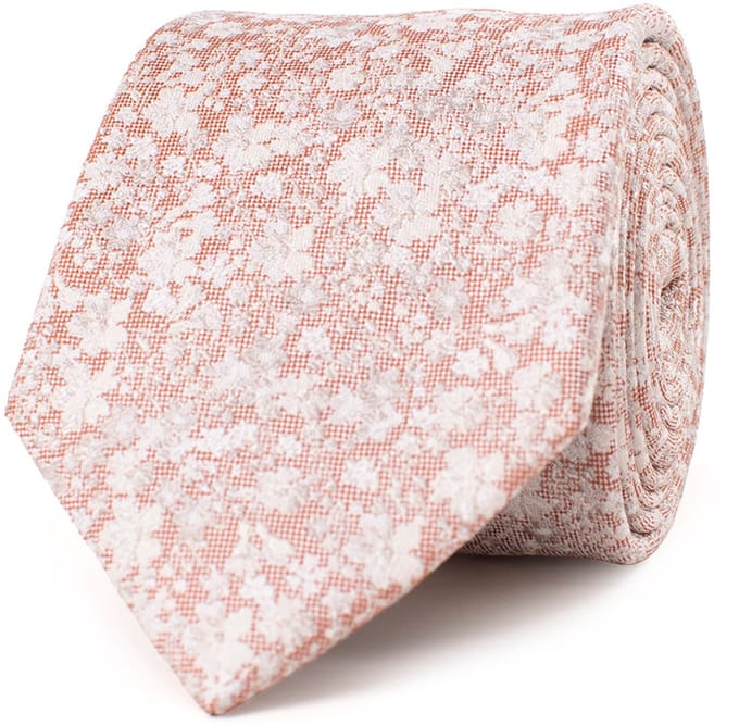 TRESANTI | GLAUCO | Silk tie with delicate wildflowers | Orange