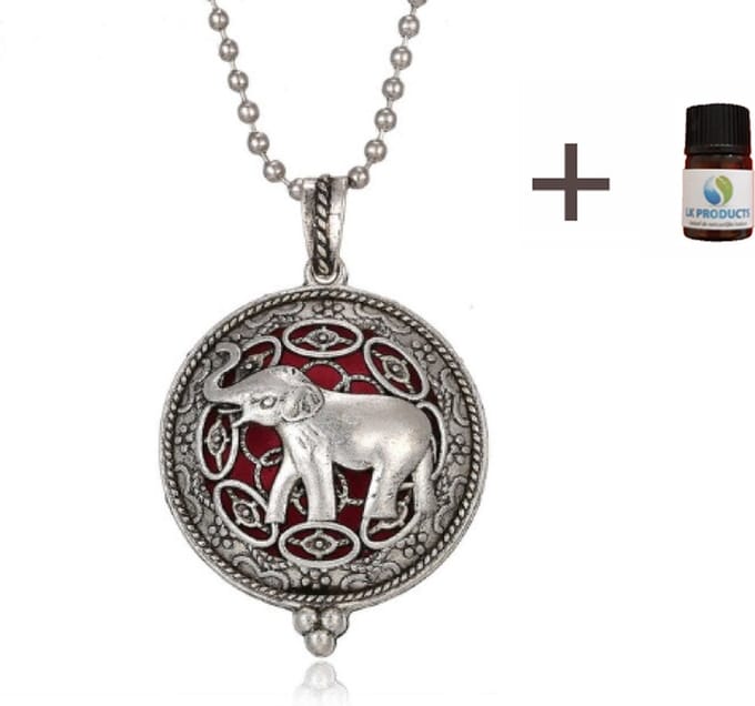 Olifant Geurketting - Geurverspreider - Zilverkleur - Etherische Olie - Parfum