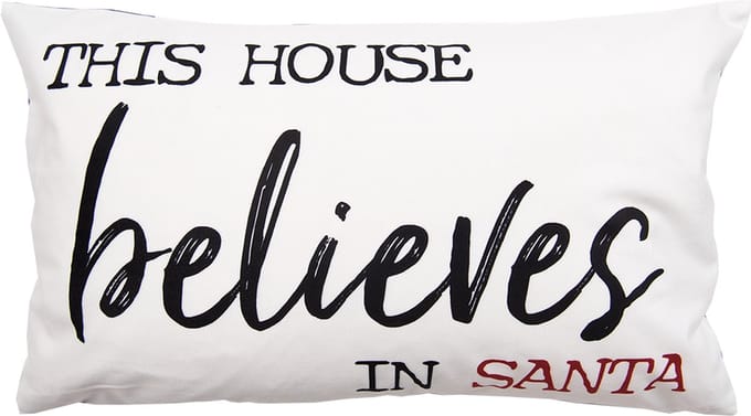 Clayre & Eef Kussenhoes 30x50 cm Wit Zwart Polyester