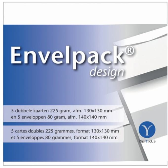 Dubbele kaart Papyrus Envelpack Design vierkant 140x140mm wit 894446 set van 5