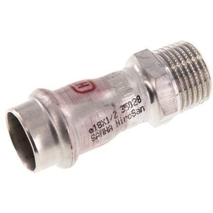 Perskoppeling - 18mm Persmof & R 1/2'' Buiseinde - RVS