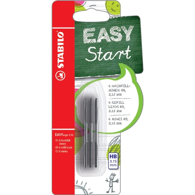 Potloodstift STABILO Easyergo refills HB 3.15mm blister à 6 stuks