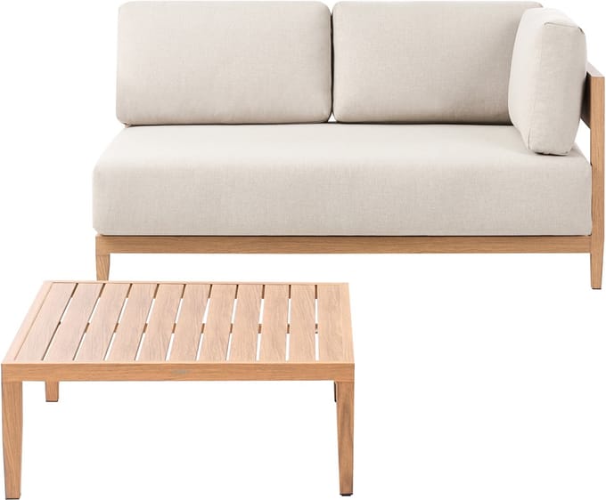 SAMPIERI - Tuinbank met salontafel - Lichtbruin/ Beige - Aluminium