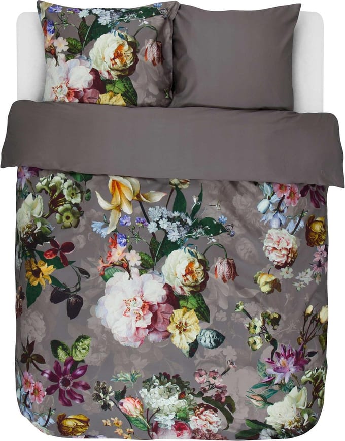 Essenza Fleur Dekbedovertrek Katoensatijn Taupe - Lits-Jumeaux - 240x200/220 cm