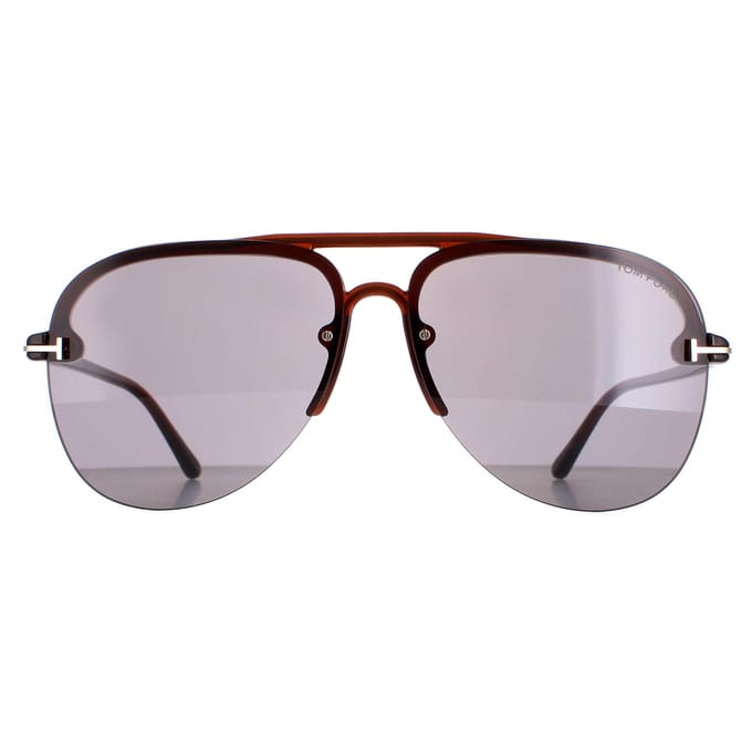 Tom Ford Terry 02 FT1004 45A glanzende lichtbruine rook zonnebril