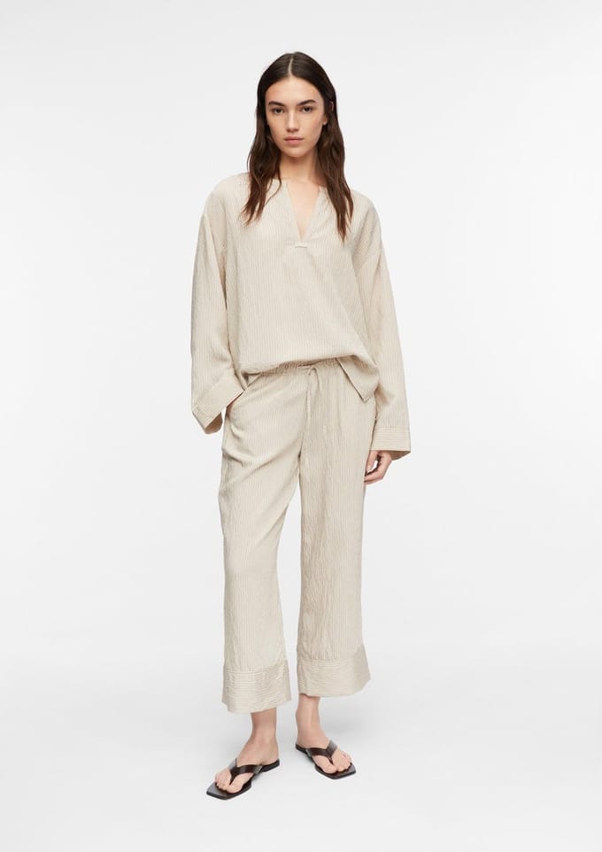 Lichte gestreepte viscose culotte broek voor vrouwen COMMA