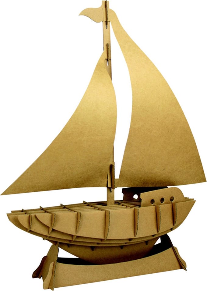 3D Model Karton Puzzel - Zeilboot Standaard Homedeco - DIY Hobby Knutsellen - 36x45x10cm