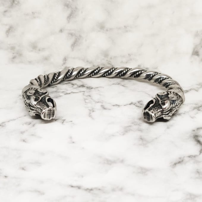 Mei's - Viking Wolf - armband heren - RVS zilver