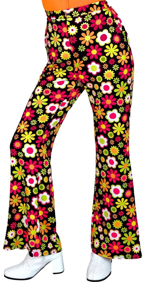 Jaren 70 broek flowers dames