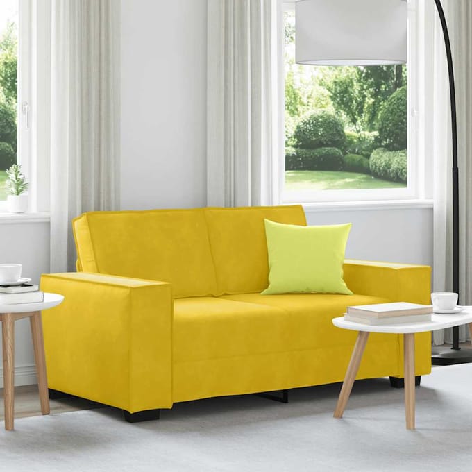 vidaXL - Tweezitsbank - 160x78x84 - cm - fluweel - geel
