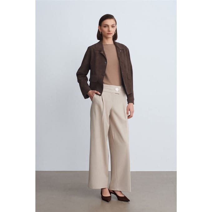 Hoge taille wijde broek van crêpe