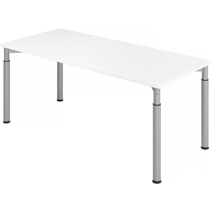 YAMA 19 S | Bureau - 180 x 80 Tafelhoogte I In hoogte verstelbaar Wit/Zilver