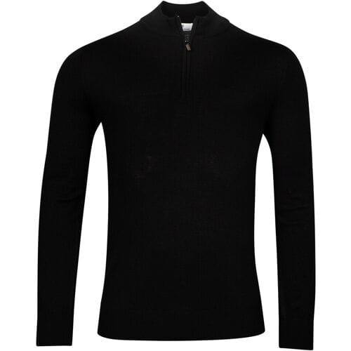Thomas Maine Trui Merino Half Zip Single Knit Zwart / male