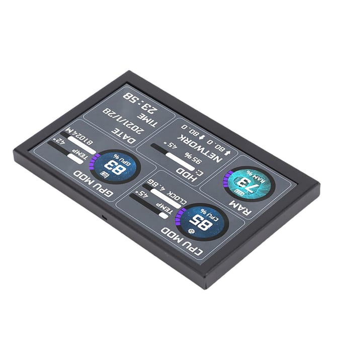 Affichage Température Ordinateur 5 Pouces Thème Dynamique Supporté Type C USB ARGB Panneau de Capteurs Boîtier PC Écran Secondaire pour