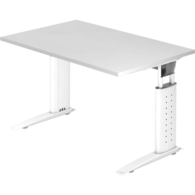 Bureautafel TARVIS, C-poot, vierkant, B 1200 mm, onderstel wit, in hoogte verstelbaar, wit
