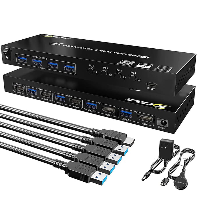 Commutateur KVM 2 moniteurs 24 ordinateurs KC-KVM401A USB 3.0HDMI KVM noir
