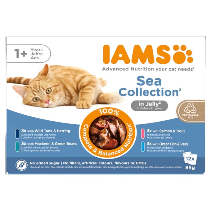 Iams Delights Sea Collection Jelly - Kat - Natvoer - 12 x 85 gr