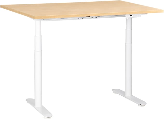 DESTINAS - Elektr bureau - Wit/Lichtbruin - 120 x 60 cm - Vezelplaat