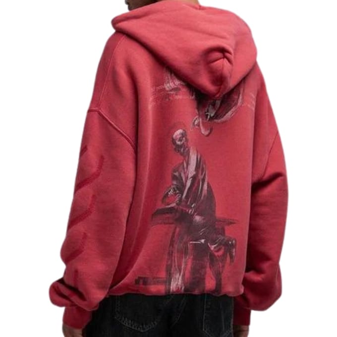 Gebroken witte St. Matthew Design Skate Fit gewassen rode hoodie