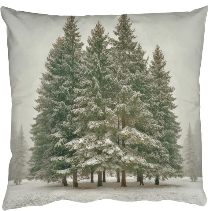 Sierkussens - Kussentjes Woonkamer - 40x40 cm - Bomen - Sneeuw - Wit