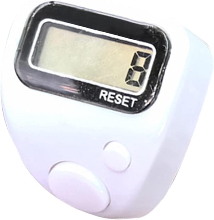 Digitale Vinger Telteller - Handteller Clicker - Activiteiten Tellen - Stille Klik - 5-cijferig display - Wit
