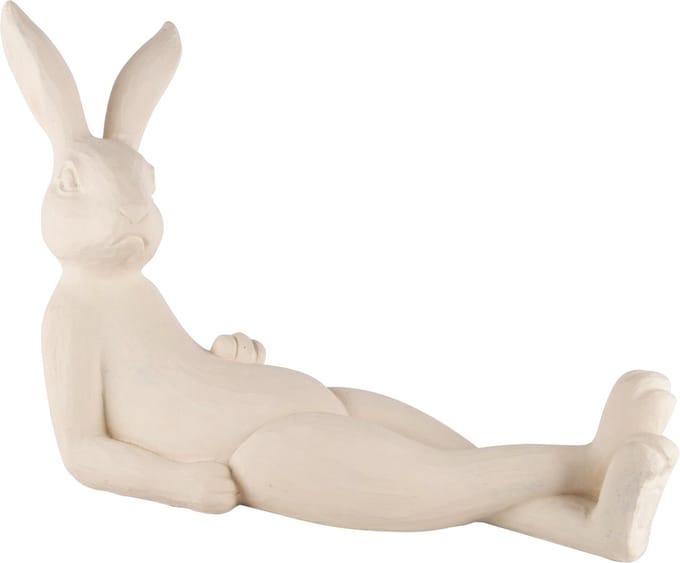 Dekoratief | Bunny liggend, wit, resina, 33x13x20cm | A240790