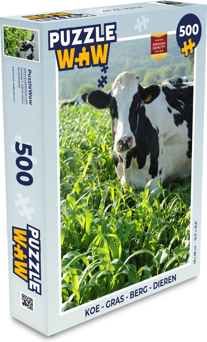 Puzzel Koe - Gras - Berg - Dieren - Legpuzzel - Puzzel 500 stukjes