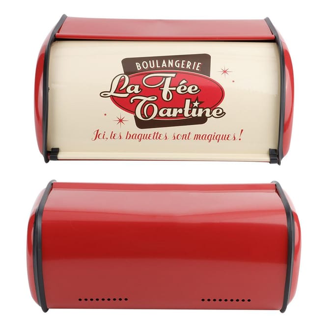 Grote capaciteit metalen broodtrommelhouder container keukenopslagorganisator (Rood) rood