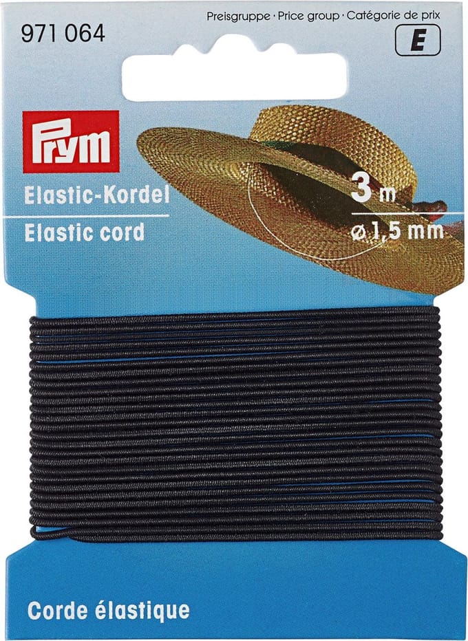 Prym- Elastiek koord 1.5mm - zwart - 3m lengte