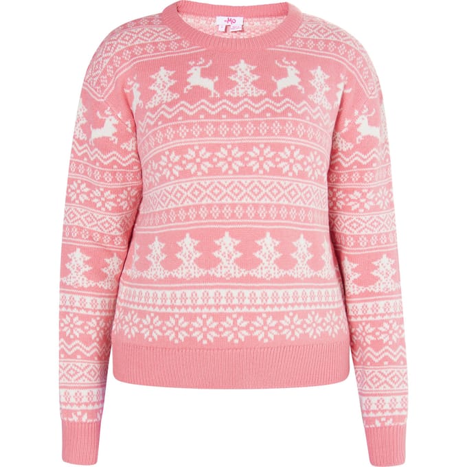 Mymo Kersttrui Dames roze wit