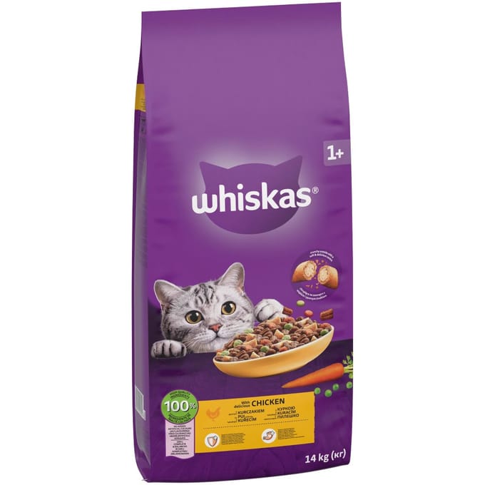 Whiskas - Volwassen - Droogvoer Met Kip En Groenten - 14kg