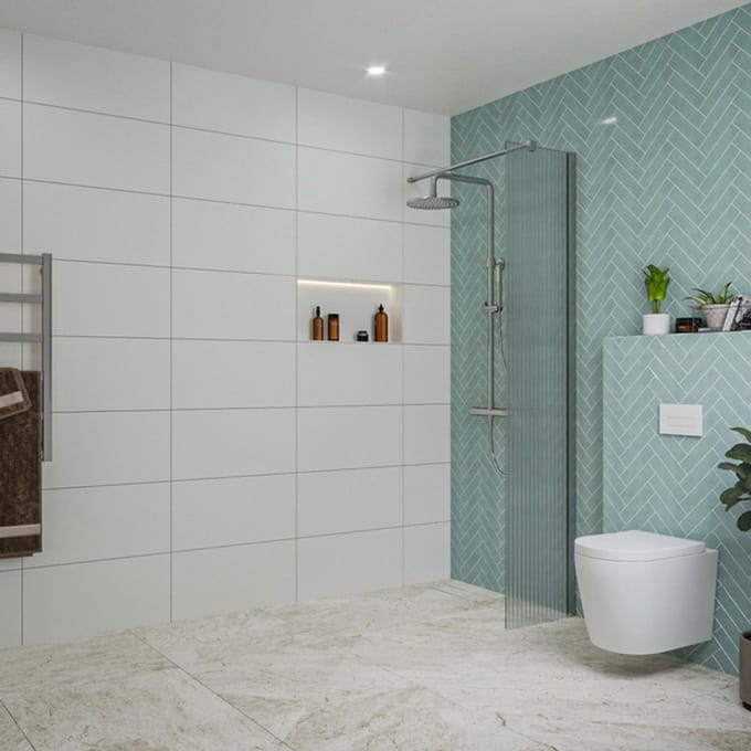 FugaFlow Eccelente Vetro inloopdouche badkamer - 40x200cm - ribbelglas - wandarm - chroom