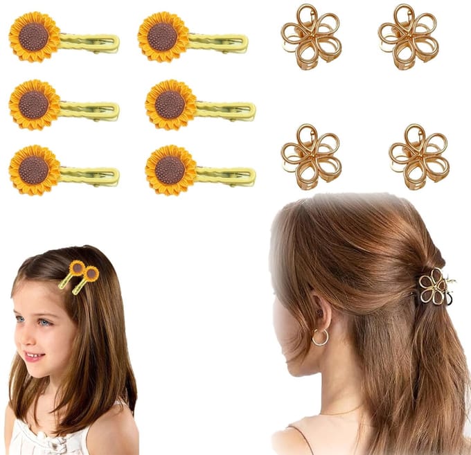 Dailygoods - Set van 10 Gouden Haarclips met Bloemen Design