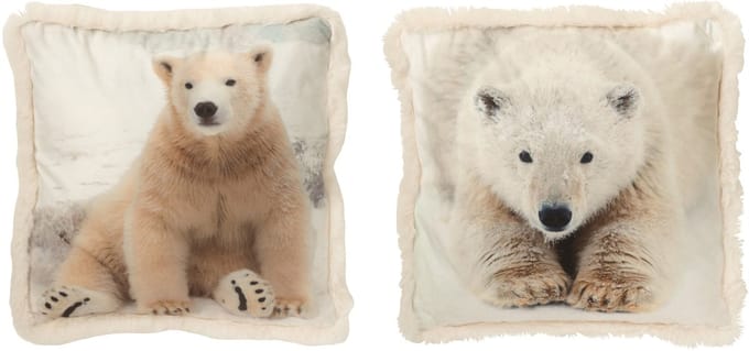 J-Line kussen Ijsbeer - polyresin - beige/wit - small - 2 stuks