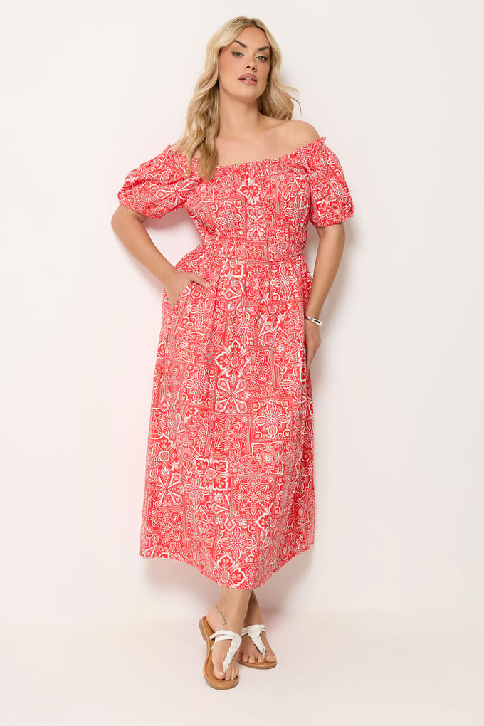 Yours Rode Paisley Poplin Bardotjurk Size 42