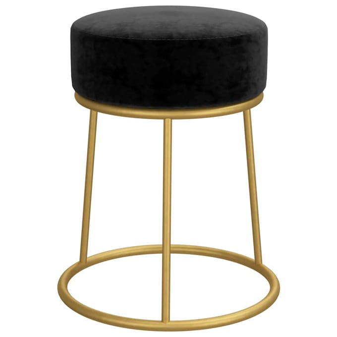 Vidaxl Ronde Kruk, Zwart, Bekleed met Fluweel